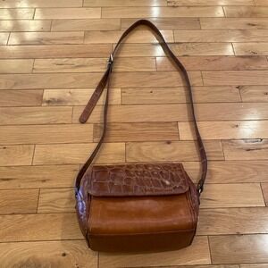 Barrie Pace Ltd Crossbody Made in Italy Genuine Leather Crocodile Embossed Bag